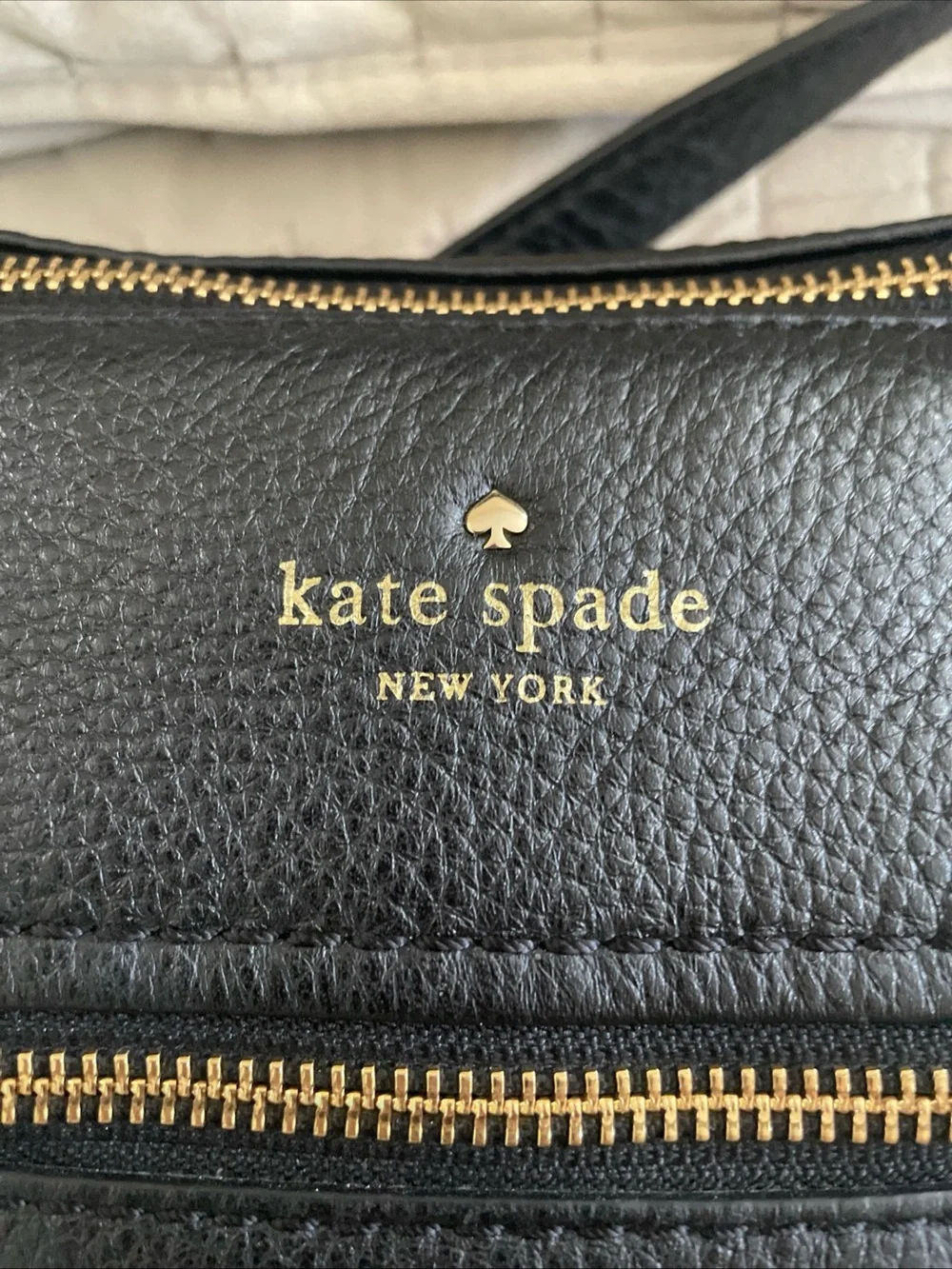 kate spade Black Pebbled Leather Crossbody with Gold Hardware